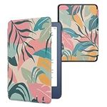 kwmobile Case Compatible with Amazon Kindle (2022/2024) Case - eReader Cover - Tropical Jungle Pink/Yellow/Green