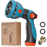 Garden Hose Nozzle- 10 Adjustable Patterns High Pressure Spray Gun, Hose Pipe Spray Gun with Thumb Control Design, Heavy Duty Hose Nozzle for Garden&Lawns Watering, Car Washing and Pets Bathing(Red)