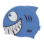 Zoggs Boys' Silicone Character Swimming Cap, Shark, up to 14 years UK