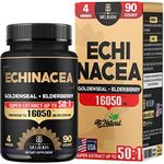 4in1 Echinacea Capsules 16050mg - Support Energy Production & Immune System - Blended with Goldenseal Root, Elderberry & Black Pepper - 90 Vegan Capsules for 3 Months