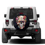 Dujiea Sugar Skull Spare Tire Cover with Backup Camera Hole, Universal Wheel Tire Cover Tire Protectors for Jeep Trailer RV Van SUV Truck Camper and Many Vehicle 17inch