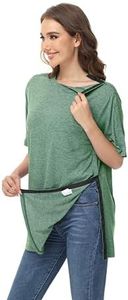 HIBOCT Post Shoulder Surgery Shirts for Men After Rotator Cuff Arm Surgery Shirts Tearaway Side Snap Shirt Hospital Clothes Sage Green