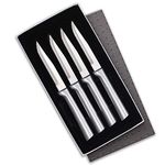 Rada Cutlery Serrated Steak Knife Set – Stainless Steel Knives with Brushed Aluminum Handles, Set of 4