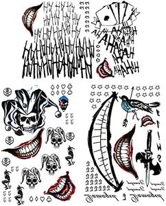 Fake Temporary Tattoos, 3-Sheet Men Temporary Tattoo Sticker for Halloween Costume Cosplay