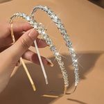 JEWILLEY 2 Pcs Stylish Diamond Crystal Rhinestone Gold Silver Celebrity Wedding Party Headband Hair Accessories Hairband Jewellery for Women and Girls