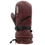 Swany Men's X-Cell Insulated Warm Leather Ski Gloves, Marsala, X-Large