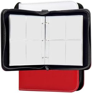 GEAoffice Card Binder 4 Pocket For Trading Cards, 3-Ring Card Album Folder Binder with 400 Pockets for Standard Trading Cards -Toys Gifts for Boys Girls, Red