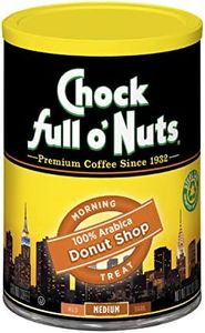 Chock Full o’Nuts Donut Shop Roast Ground Coffee, Light Roast - Arabica Coffee Beans – Mildly Roasted, Smooth-Flavored Breakfast Blend (10.2 Oz. Can)