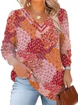 TFSDOD Plus Size Tops for Women Long Sleeve Shirts Women Floral Print