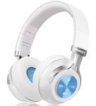 Bluetooth Headphones, Riwbox XBT-880 Wireless Bluetooth Headphones Over Ear with Microphone and Volume Control Wireless and Wired Foldable Headset for iPhone/iPad/ PC/Cell Phones/TV (White&Blue)