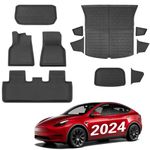 BASENOR 11PCS Tesla Model Y Floor Mats 3D Material Cargo Liners All-Weather Car Mats Anti-Slip Trunk Mat Model Y Accessories Custom Fit 2020-2024