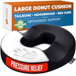 5 STARS UNITED Donut Cushion – Memory Foam Pillow for Sitting – Tailbone & Coccyx Support – Hemorrhoid-Friendly Ring Shape – Office Chair, Car, Desk & Wheelchair (Black, Large)