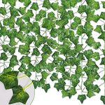 12 Pack Artificial Ivy, 90Ft Fake Ivy Vines Garland Hanging Artificial Vines Plant for Outdoor Decorations, Green Leaves Fake Vines for Bedroom, Aesthetic, Garden, Wedding, Party, Wall, Room Decor