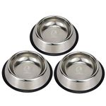 Foodie Puppies Pet Feeding Stainless Steel Bowl for Dogs, Cats & Any Pets - 1800ml, Large (Pack of 3) I Non-Skid Rubber Bottom Food/Water Bowl I Non-Toxic & 100% Safe for Pets