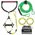 Wakeboard Water Ski Towing Rope for Motorboat Watersports Rope with Eva Handle (Green and Yellow 4 Section)