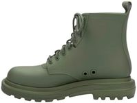 Melissa Coturno Soft Women’s Jelly Combat Boot - Flexible, Soft and Comfortable Lace-up Jelly Combat Boots with Trendy, Rugged Lug Sole, Green, 5