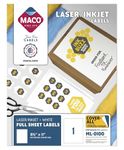 MACO Laser/Ink Jet White Full Sheet Labels, 8-1/2 x 11 Inches, 1 Per Sheet, 100 Per Box (ML-0100)