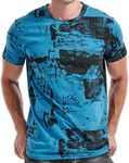 RONOMO Men's Fashion Printed Tee Top Casual Print T-Shirt, Fk Blue, 3XL