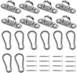 Hushtong Stainless Steel 1.8 inch Pad Eye Plate U Hooks + Stainless Steel Snap Hook,Marine Hardware Staple Hook Loop with Screws, 8 Pack