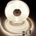 BERIXDEEP COB LED Strip 10m, Dotless LED Strip with Remote and Power Supply, DC24V, CRI>90, 8mm Width, Dimmable Continuous LED Strip Lights for Bedroom Decoration, Natural White 4000K