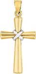 Jewelry Affairs 14k 2 Tone Gold Shiny Finish Cross Unisex Pendant