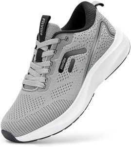FitVille Wide Fit Trainers for Men Arch Support Road Running Shoes Lightweight Breathable Athletic Sneakers for Gym Fitness Jogging Walking, Foggy Gray, 10.5, Wide