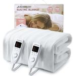 HAUSPROFI Electric Blanket King Size, Heated Underblanket Bed Warmer with Dual Control 5 Heat Settings 10 Timer Settings Soft Fleece Polyester, Machine Washable with Detachable Control