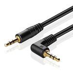 TNP Audio Cable 3.5mm Right Angle (3FT) Male to Male Gold Plated AUX Auxiliary Headset Jack Adapter TRS Cord for Bose Sony Headphones Cord Replacement iPhone iPod iPad Computer Portable Speaker Car