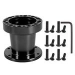 Steering Wheel Hub, Universal 3in 6 Holes Car Steering Wheel Hub Spacer Aluminum Steering Wheel Hub Quick Release Snap Off Kit for Simoni Racing etc(Black)