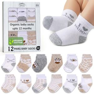 Mother's Choice Organic Cotton Baby Socks, 12 Pairs, Unisex 0-6 Months - Soft, Hypoallergenic Newborn & Infant Socks - Baby Girl & Boy Gifts
