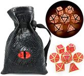 Haxtec Glowing The Dark Metal Dice Set Gold Pink D&D Dice for Dungeons and Dragons Games-Gold Glowing Cream Pink/Red