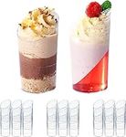 MATANA 100 Mini Clear Hard Plastic Dessert Cups for Parties (Angled Round, 70ml) - Elegant & Reusable Individual Dessert Pots for Cheesecake, Jelly, Puddings, Mousse, Tiramisu, Trifles