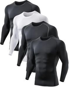 TELALEO 4 Pack Compression Shirts for Men Long Sleeve Athletic Undershirt Base Layer Rash Guard Gear T Shirt XL