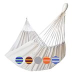 GOCAN Brazilian Double Hammock 2 Person Extra Large 220x150cm Total Length 330cm Load 300kg Canvas Cotton Hammock for Patio Porch Garden Backyard Lounging Outdoor and Indoor(Beige) XXL