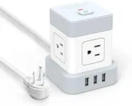 Power Strip with USB Baykul Flat Plug Extension Cord Cube with 4 Outlets 3 USB Ports 5ft Power Cord Surge Protector Desktop Charging Station Overload Protection Compact Portable for Home Travel Office