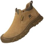 Steel Toe Sneakers Steel Toe Work Shoe for Men Women Slip On Brown