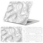 Miwasion Compatible with MacBook Air 13 inch Case,2020 2019 2018 Release(A2337 M1 A2179 A1932) with Touch ID and 2 Pack Keyboard Protectors,Laptop Hard Shell (White Topographic Contour)