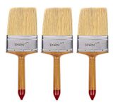 Mercury Brush® Double Thickness Triple Boiled 100% Pure Nylon/Polyester Blend Round Bristles Paint Brush for All Applications - 3 Inch Wide (Pack of 3) - Handle may wooden color or Black