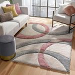 AROMICK Super Ultra Soft Furnishing Shaggy Handcrafted Anti Slip Fluffy Fur Rugs and Carpet for Living Room, Bedroom (3 x 5 Feet, Pink Grey)