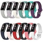 Compatible with Fitbit Luxe Smartwatch Bands Small Large, Soft Silicone Wristbands Lightweight Bracelet Sweat-Resistant Sport Strap Men Women for Fitbit Luxe Fitness Tracker (12*colors, Large)