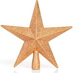 Ornativity Glitter Star Tree Topper - Christmas Decorative Xmas Holiday Bethlehem Star Trees Toppers Ornament Decor (Champagne) 8"