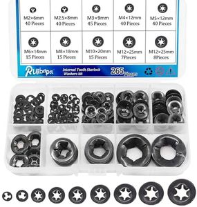 Ruipaba 265 PCS Internal Tooth Starlock Washers 9 Size Push On Locking Washers Speed Clips Fasteners Assortment Kit