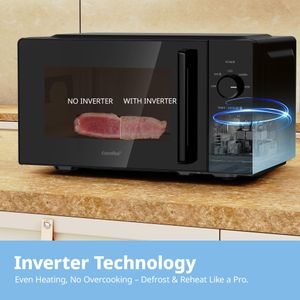 COMFEE' 20L Compact Microwave, 700W Black – Manual, Inverter, Quick Defrost