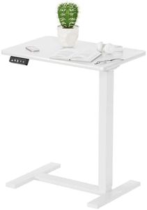 Ywin Electric Height Adjustable Overbed Table - Adjustable Standing Desk with Wheels, Rolling Small Laptop Desk, 77lbs Capacity for Sofa/Bedside/Home Office/Wheelchair (White)