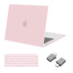 MOSISO Compatible with MacBook Air 13 inch Case M1 2021 2020 2019 2018, Plastic Hard Shell Cover for MacBook Air M1 Case 13.3 inch A2337 A2179 A1932 with Keyboard Cover&Type C Adapter, Rose Quartz