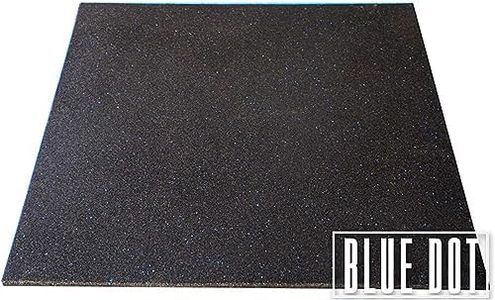 Gym Mat Flooring Heavy Duty Rubber Mat 15MM Thickness Exercise Mats Premium Slip-Resistant, Shock Absorbent, Solid Rubber Matting for Gymnastic, Sports & Fitness (Black + Blue Dots, 1 M x 1 M, 1)