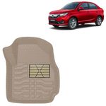 Kingsway Accessories Premium 4.5D Car Floor Mats Only Compatible with Honda Amaze (Manual Transmission) Year 2021 to 2022, 3 Pcs, 100% Waterproof Tray Shape PVC Foot Mats | Beige | 1 Year Warranty