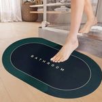 UNOVATE 2 Pieces Anti-Skid Water Soaking Oval Bathroom Print Mat, Water Absorbent Mat | Anti Slip Bathmat Set of 2 | Super Absorbent | Non Slip Bath mats for Home, Office (60X40cm)(Dark Green)