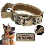 Upgrade Tactical Dog Collar - Military Dog Collar Nylon Adjustable Training Collar Reflective Dog Collar with Handle and Heavy Duty Metal Buckle for Medium Large Dogs (Camo, M)