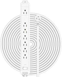 Extension Cord 25 ft, NTONPOWER Power Bars with Surge Protector, Low Profile Flat Plug Power Bar with 7 Outlets, 1080 Joules, Extra Long Extension Cord, Wall Mountable for Indoor Home Office Dorm Room